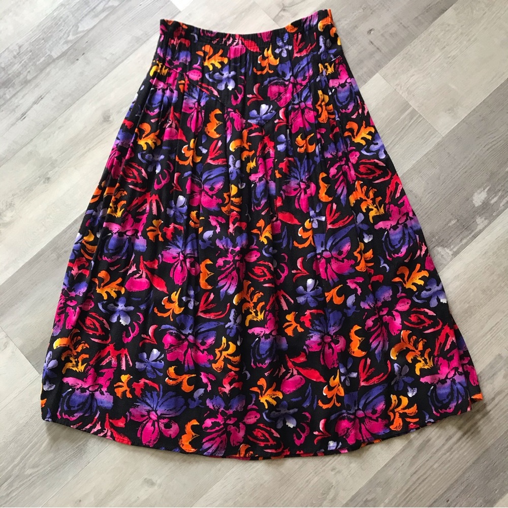 Vintage KRUSH Tie-Dye Floral Hawaiian Summer Skirt women’s Sz Small Made in USA